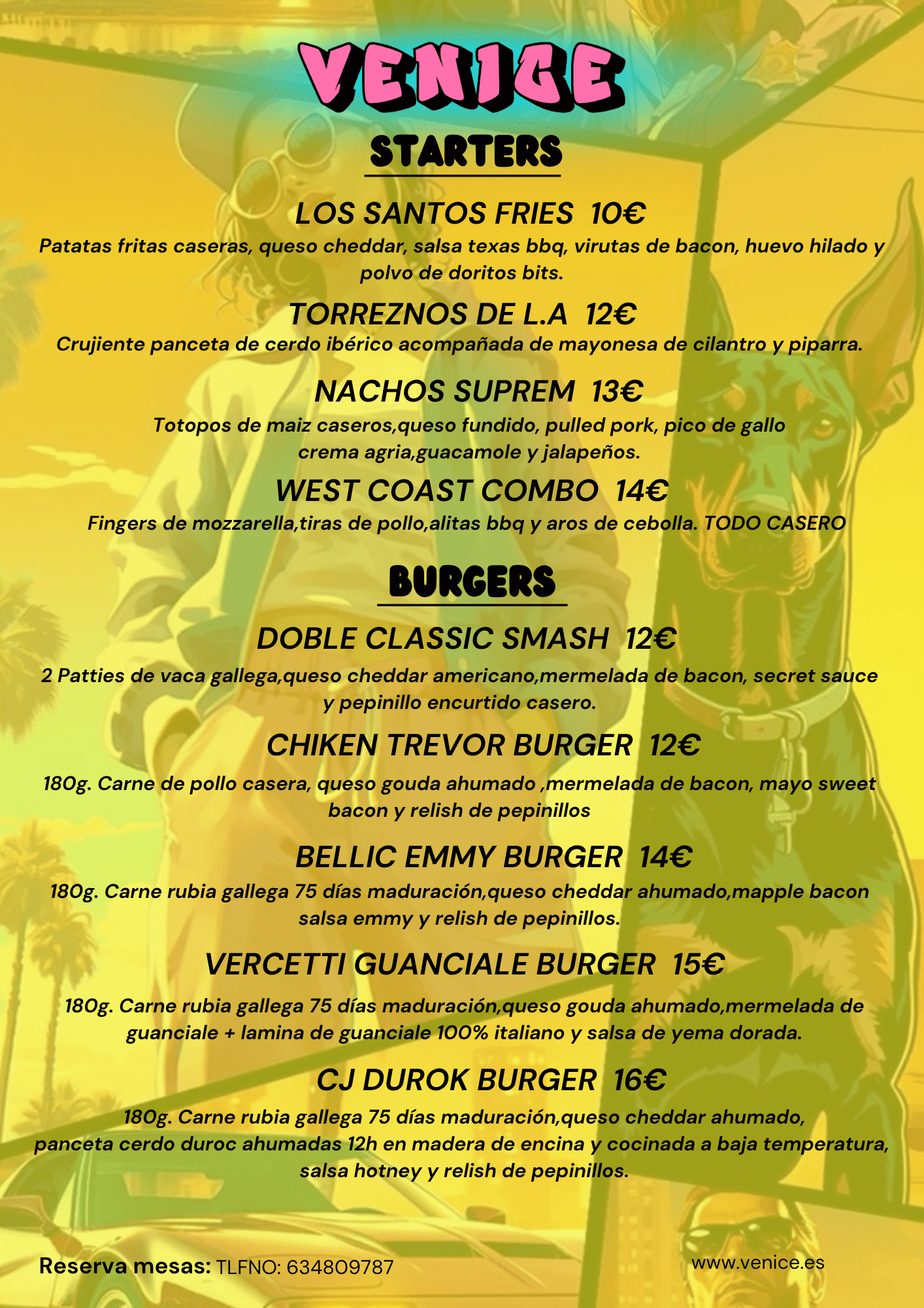Menú Venice